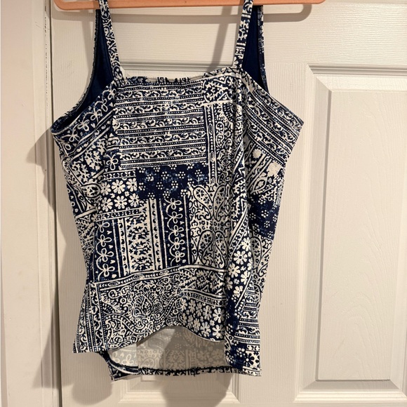Lands' End Blue and White Patterned Swim Top - Picture 3 of 5